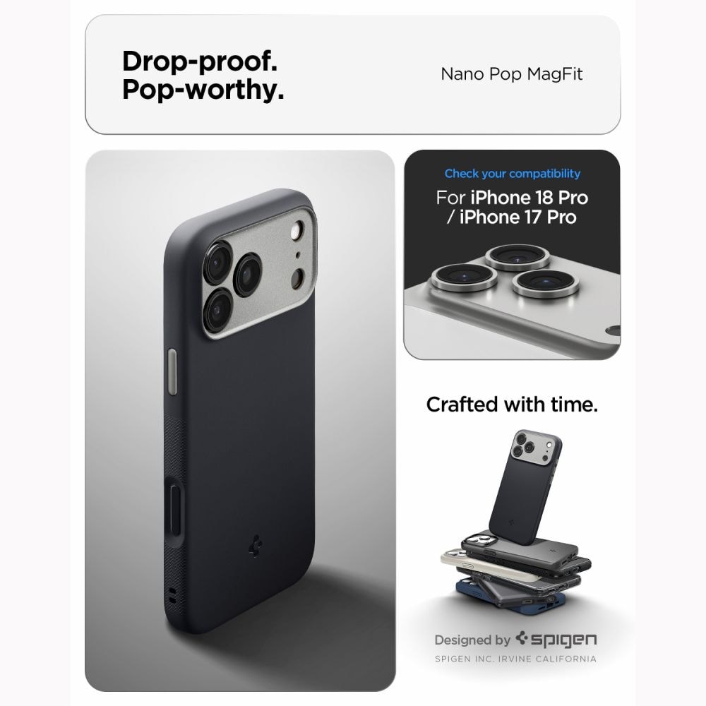 Spigen Nano Pop MagSafe-etui til iPhone 18 Pro Max / 17 Pro Max – Sort