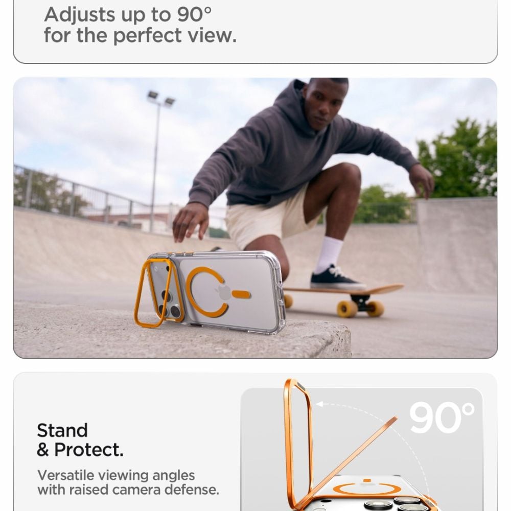 Spigen Ultra Hybrid Optik S MagSafe-etui til iPhone 18 Pro Max / 17 Pro Max – gennemsigtig orange