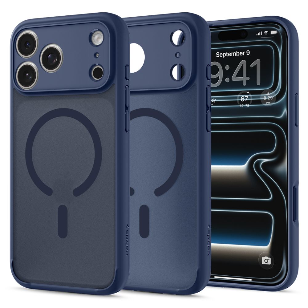 Spigen Ultra Hybrid MagSafe-fodral för iPhone 18 Pro / 17 Pro – mörkblått
