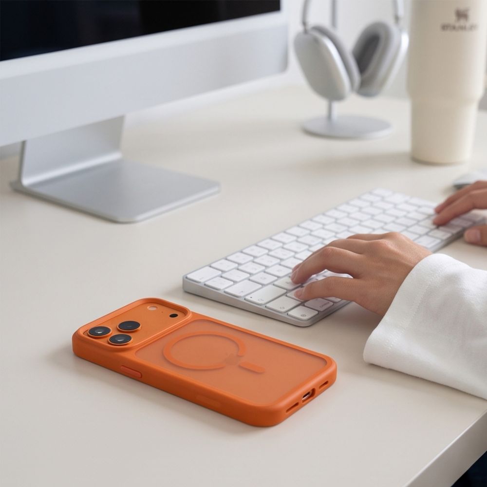 Tech-Protect Magmat Magsafe CC-etui til iPhone 18 Pro Max / 17 Pro Max – mat orange