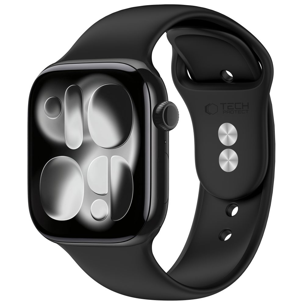 Tech-Protect silikonarmband för Apple Watch 44 / 45 / 46 / 49 mm – Svart