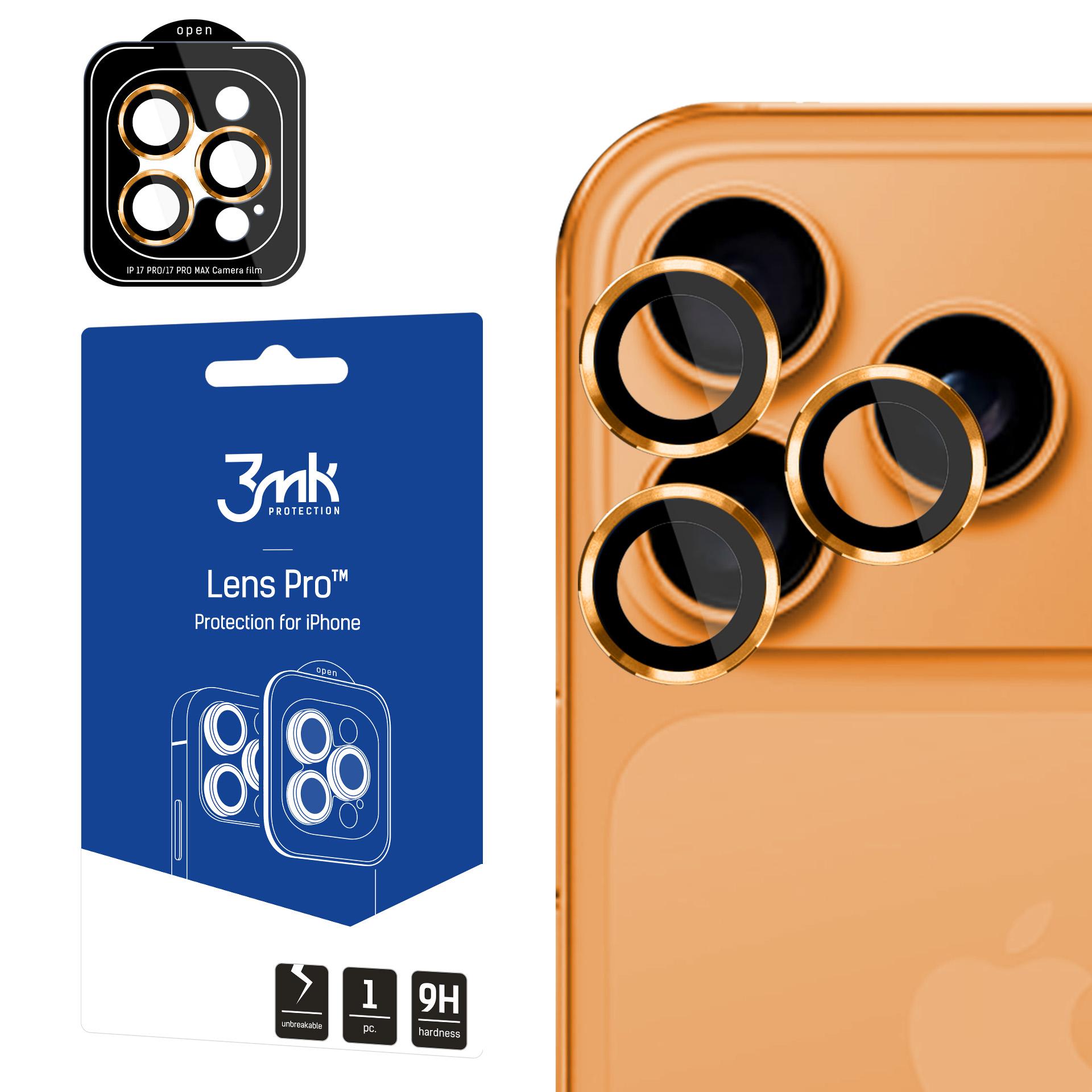 3mk Lens Protection Pro härdat glas för iPhone 17 Pro / 17 Pro Max – Orange