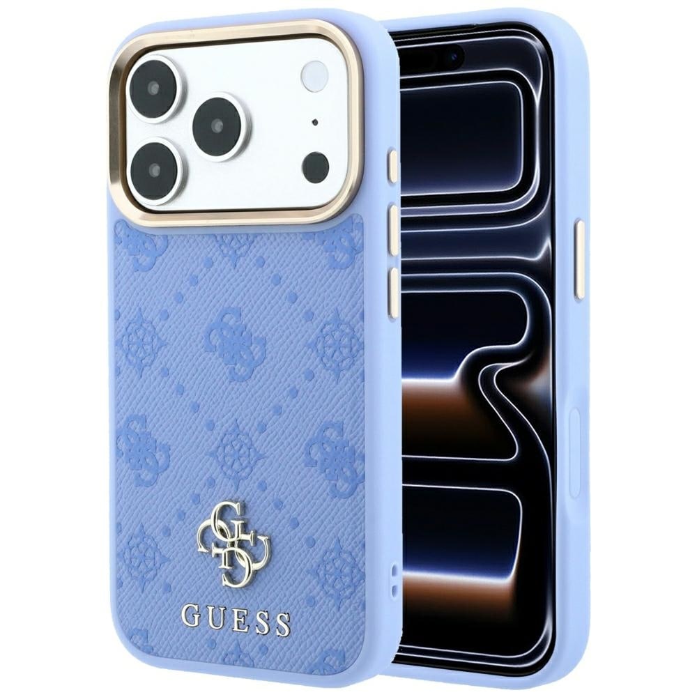 Guess Peony 4G MagSafe-etui med lille logo til iPhone 18 Pro Max / 17 Pro Max – Lyseblå