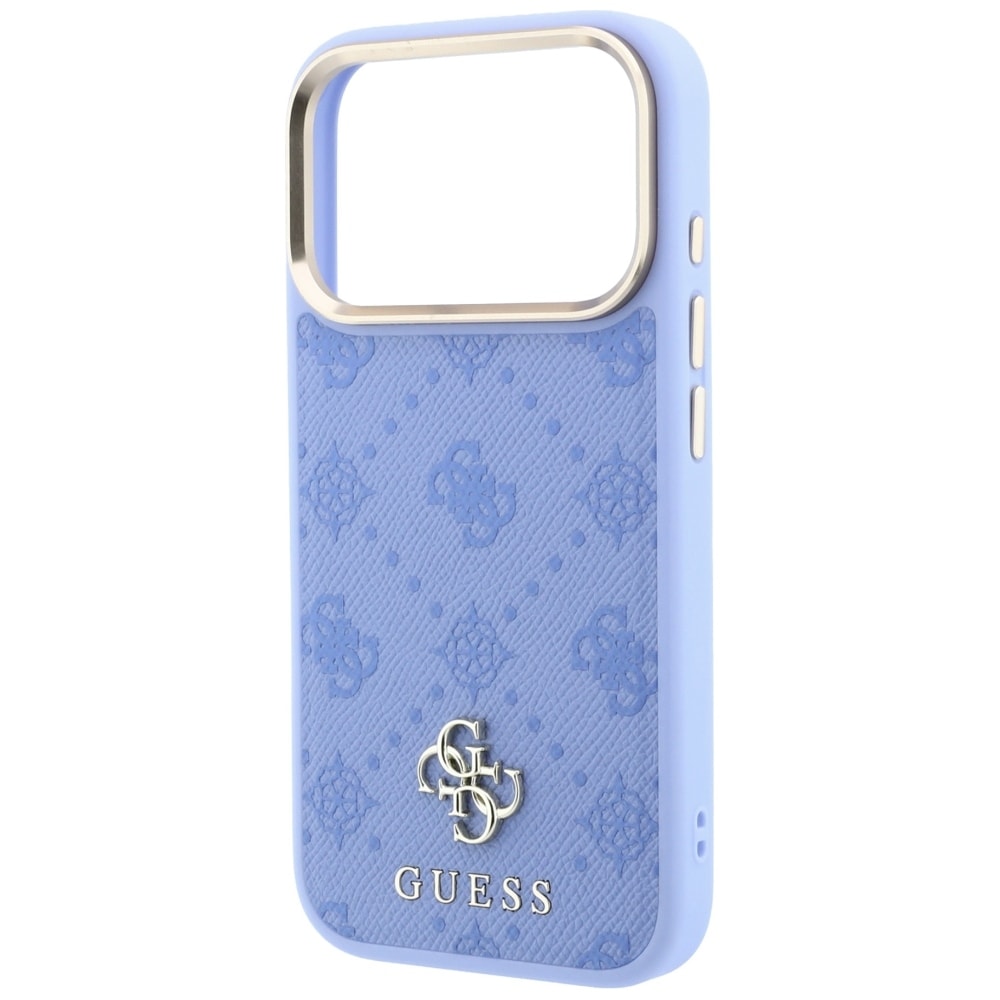 Guess Peony 4G MagSafe-etui med lille logo til iPhone 18 Pro Max / 17 Pro Max – Lyseblå