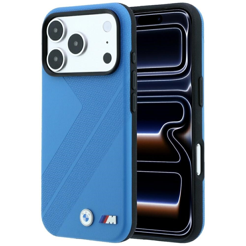 BMW-däck, metalllogotyp, MagSafe-fodral för iPhone 17 Pro / 18 Pro – Blå