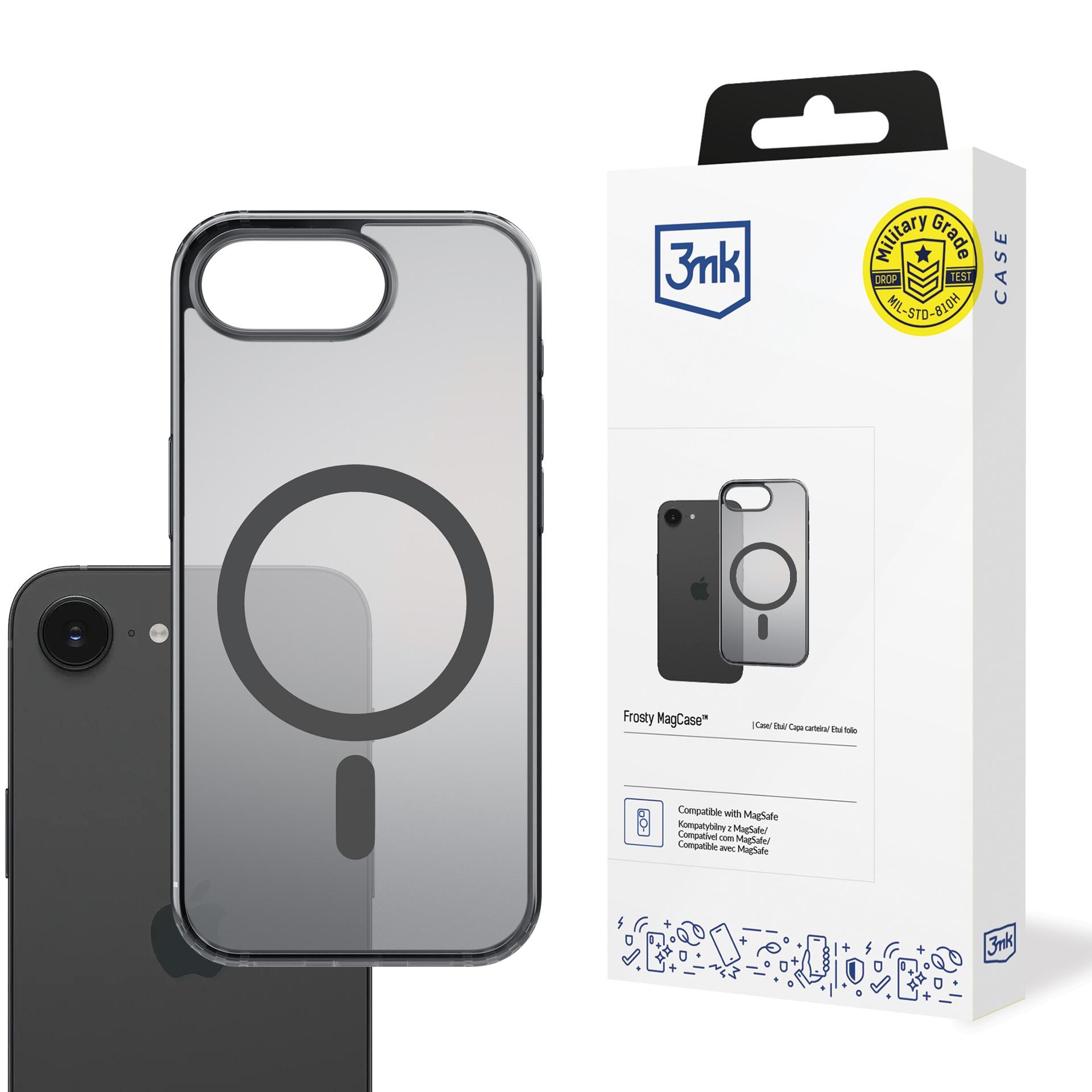 3mk Frosty MagCase för iPhone 16E – Svart