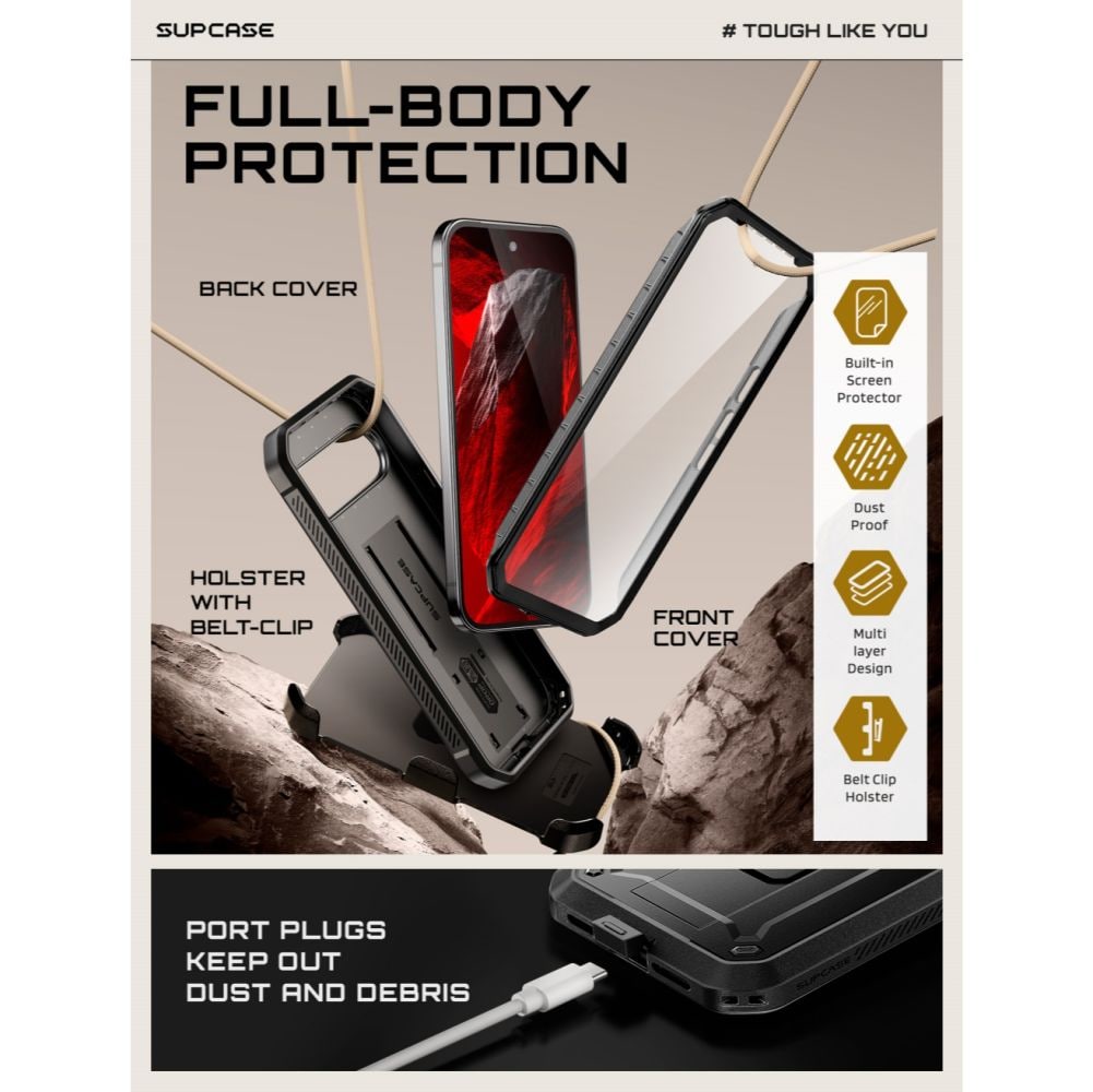 Supcase Unicorn Beetle Pro-etui til Google Pixel 11 Pro – Sort
