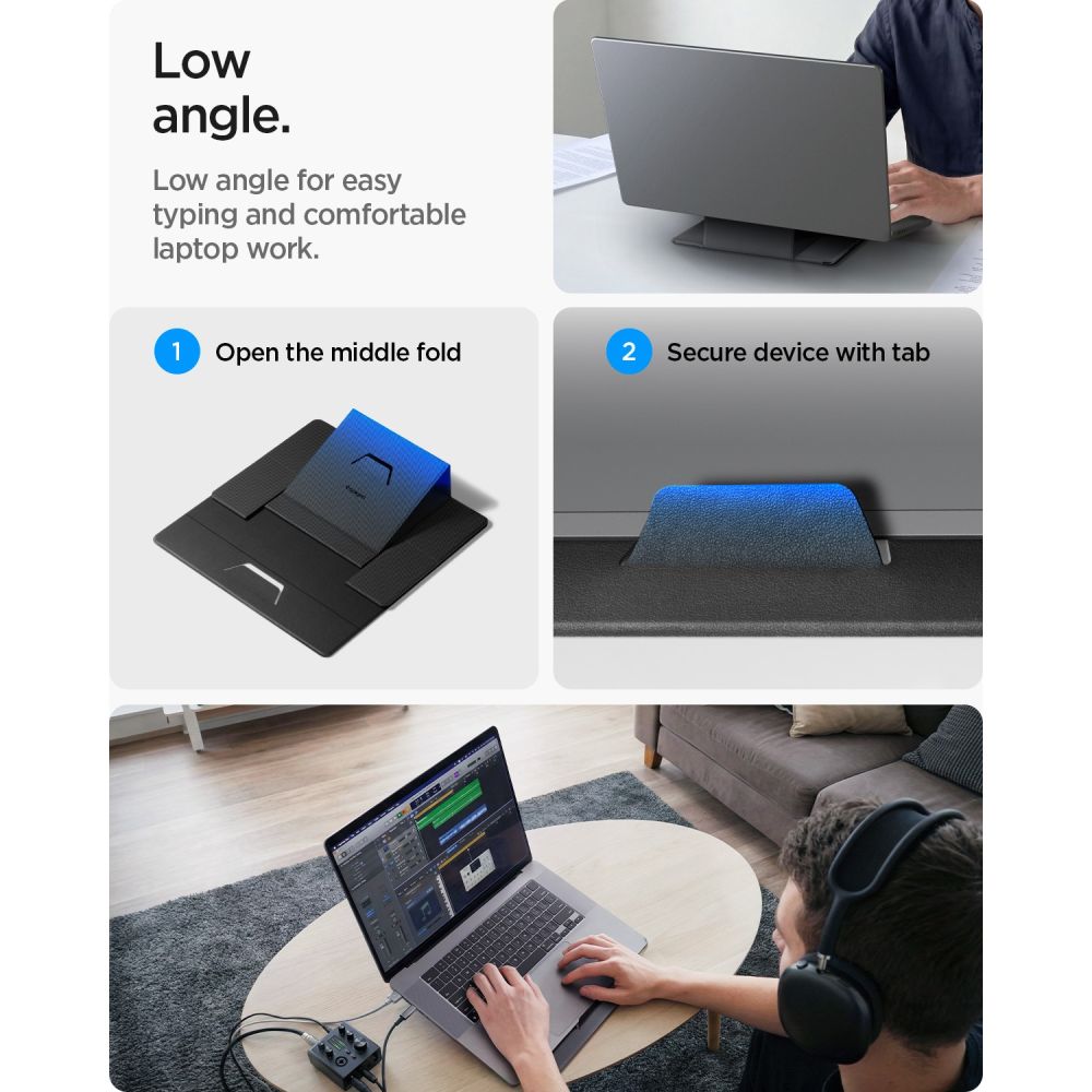 Spigen SlimFold LD201-S8 bärbar datorstativ – grå