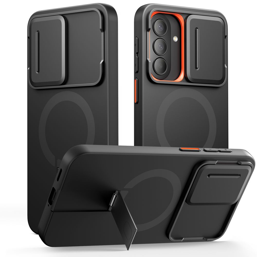 Tech-Protect Kevlar Aura MagSafe-etui til Samsung Galaxy A57 – sort og orange
