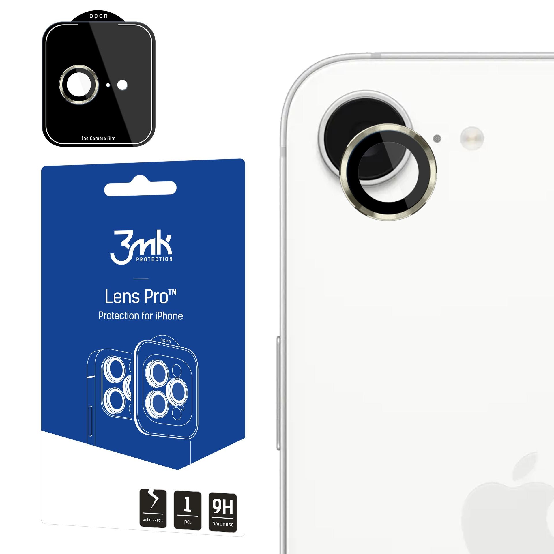 3mk Lens Protection Pro härdat glas till iPhone 16e – Guld