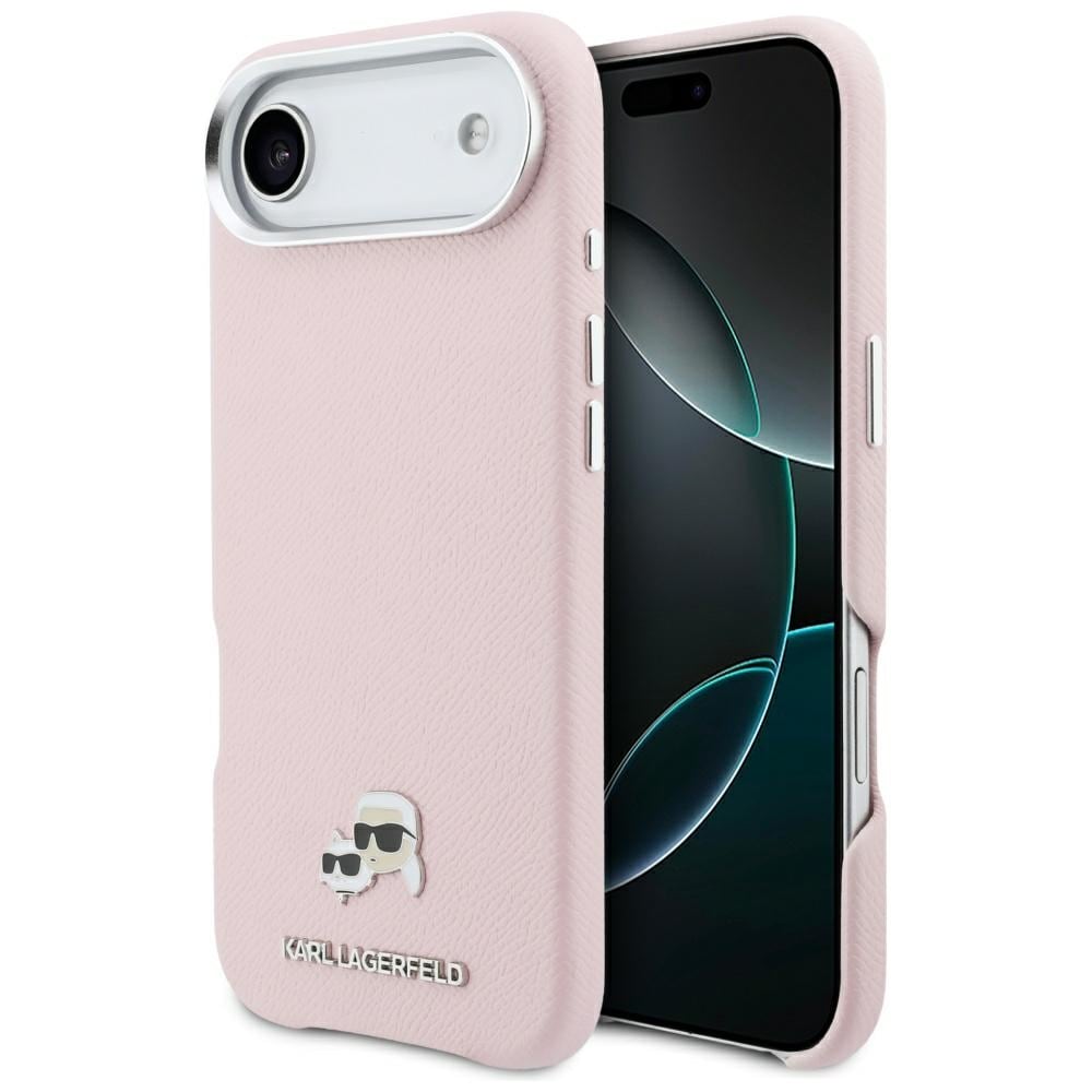 Karl Lagerfeld Karl & Choupette huvudnålar Saffiano MagSafe iPhone Air-fodral – rosa