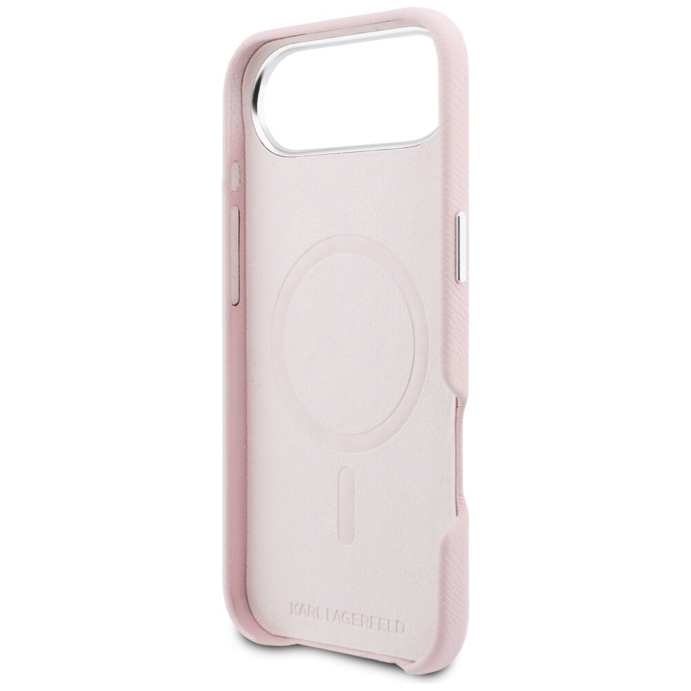 Karl Lagerfeld Karl & Choupette-nåle Saffiano MagSafe iPhone Air-etui – lyserød