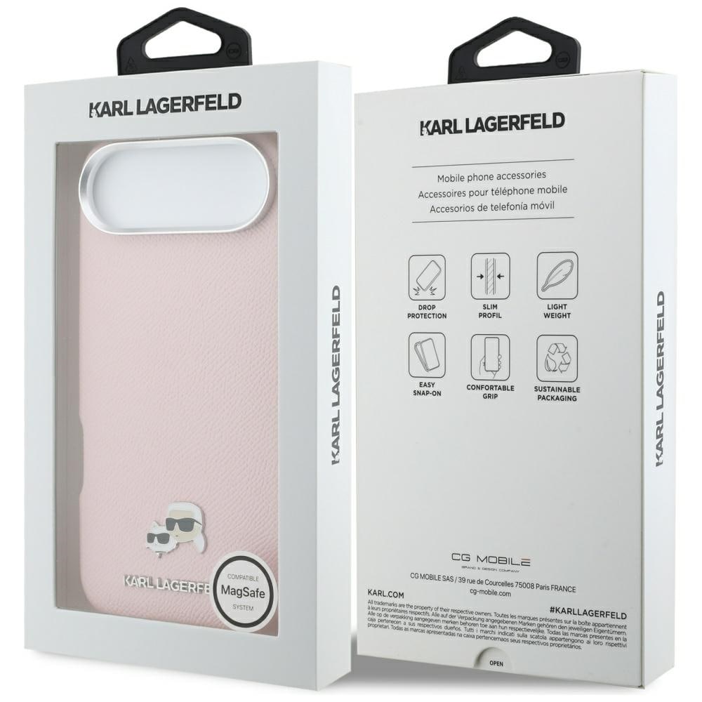 Karl Lagerfeld Karl & Choupette-nåle Saffiano MagSafe iPhone Air-etui – lyserød