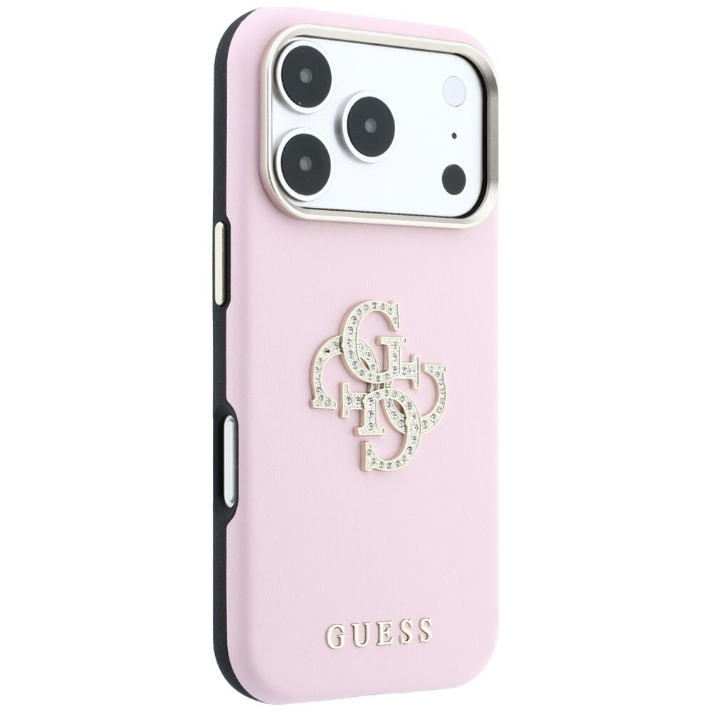 Guess Smooth & Big Strass Logo-etui til iPhone 18 Pro / 17 Pro – lyserød