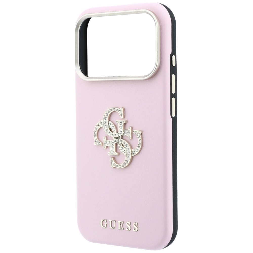 Guess Smooth & Big Strass Logo-etui til iPhone 18 Pro / 17 Pro – lyserød