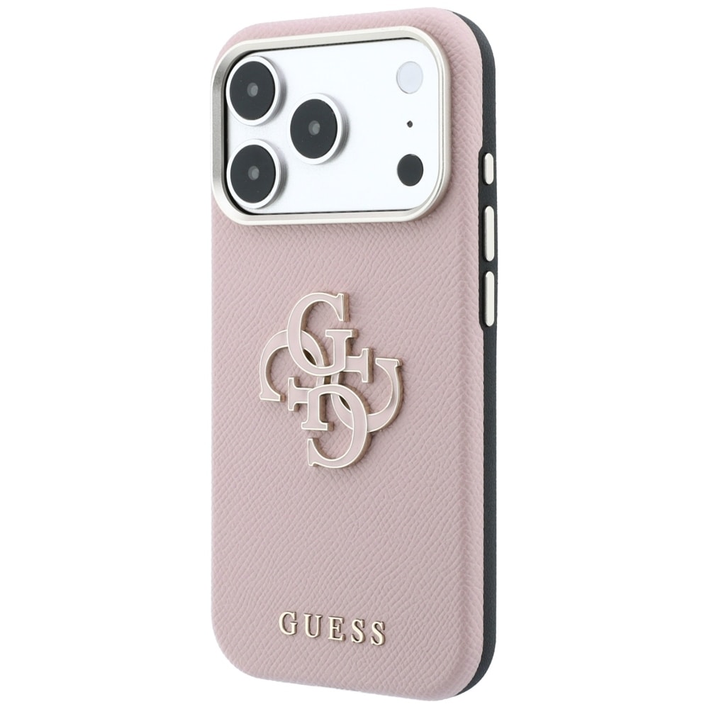 Guess-etui med struktur og stort logo i harpiks til iPhone 18 Pro / 17 Pro – lyserød