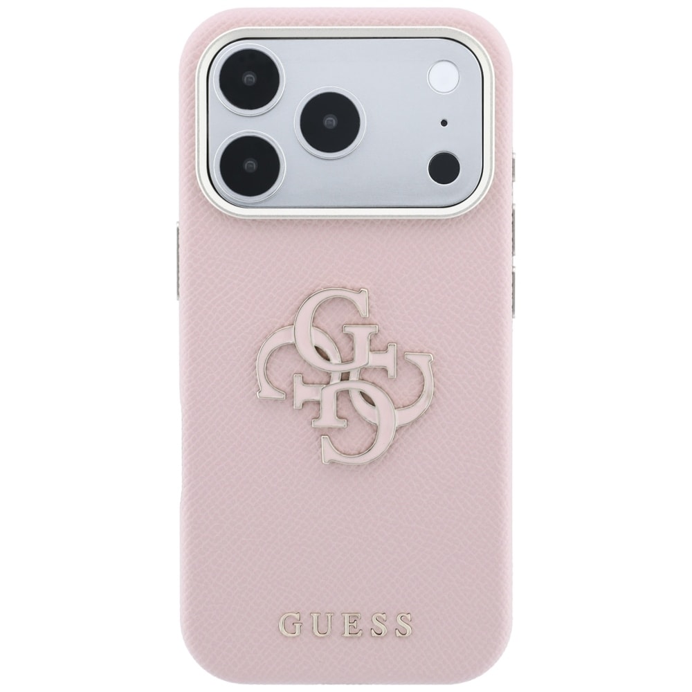 Guess-etui med struktur og stort logo i harpiks til iPhone 18 Pro / 17 Pro – lyserød