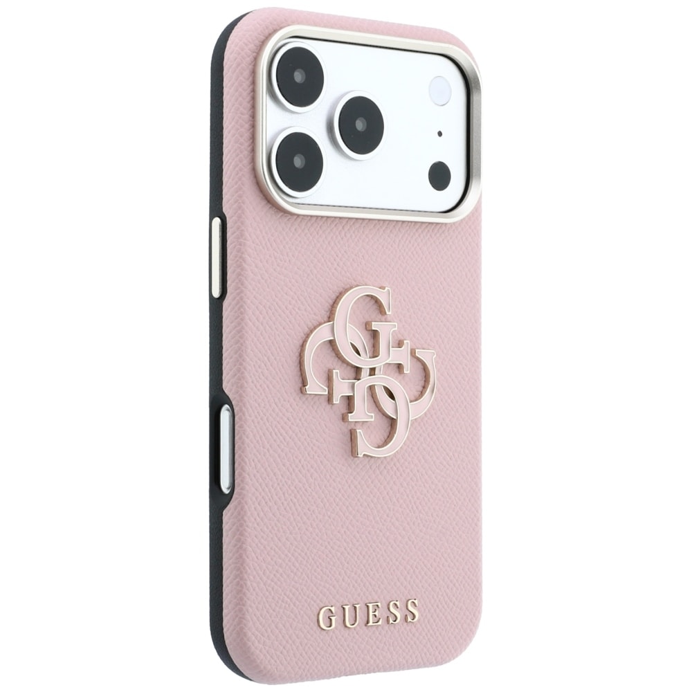 Guess-etui med struktur og stort logo i harpiks til iPhone 18 Pro / 17 Pro – lyserød