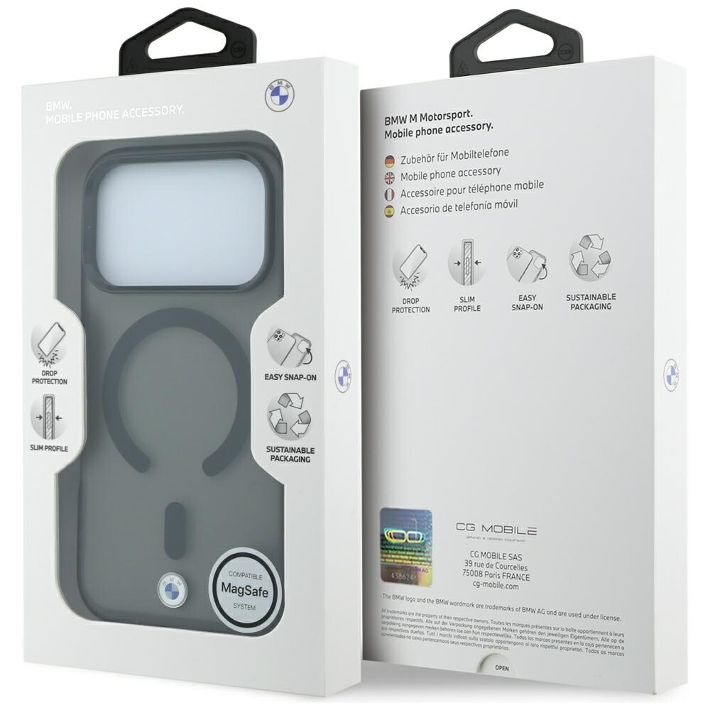BMW Sign MagSafe-etui med frostet IML og MetalL-logo til iPhone 17 Pro Max / 18 Pro Max – Sort