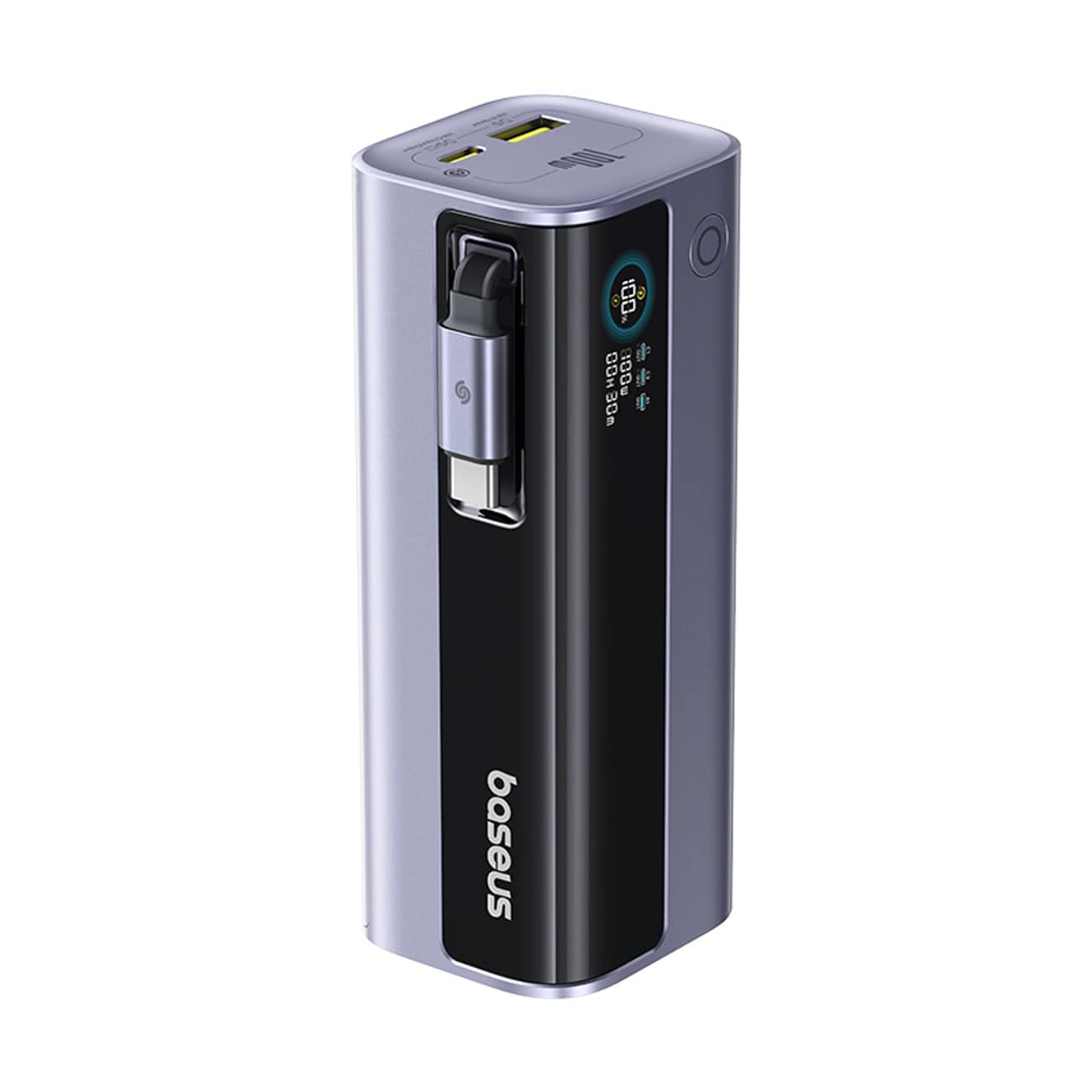 Baseus EnerGeek GR11 10 000 mAh 100 W powerbank med infällbar kabel – grå