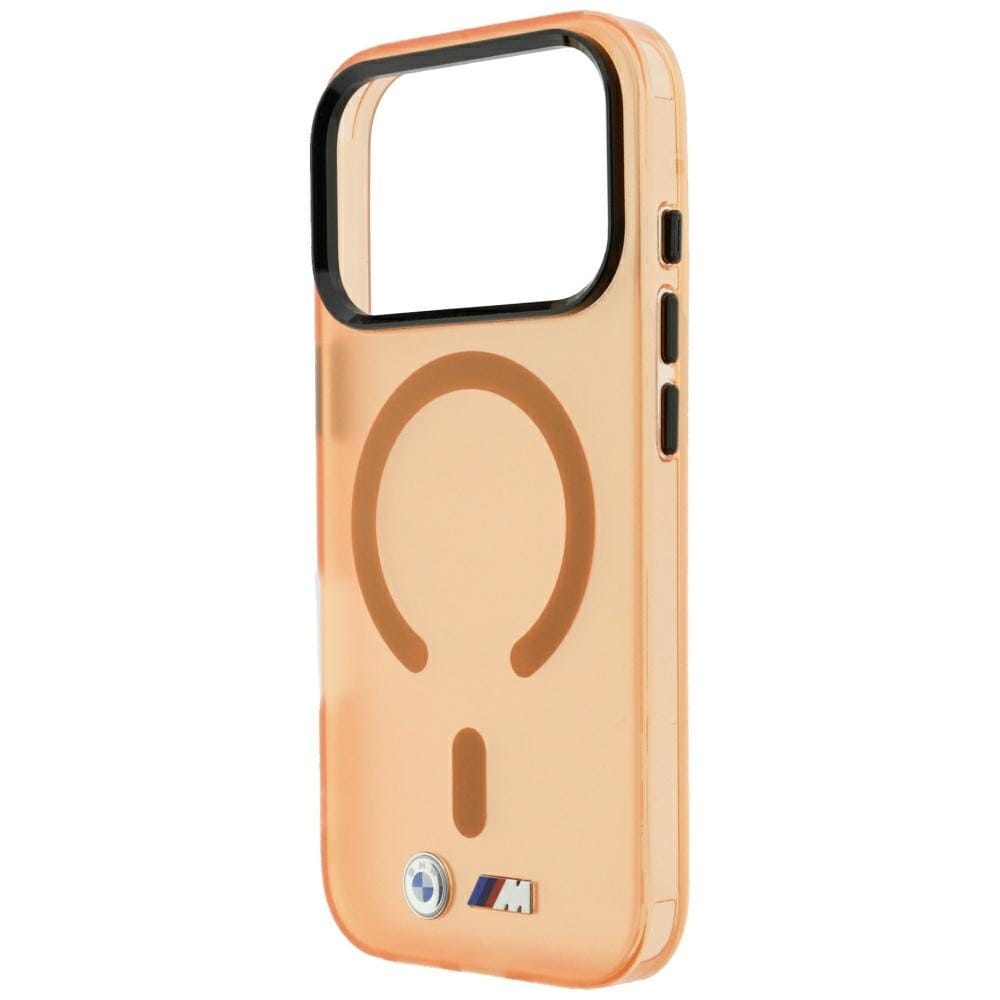 BMW M IML-etui m. frostet metal-logo/-detaljer og MagSafe til iPhone 17/18 Pro – Orange
