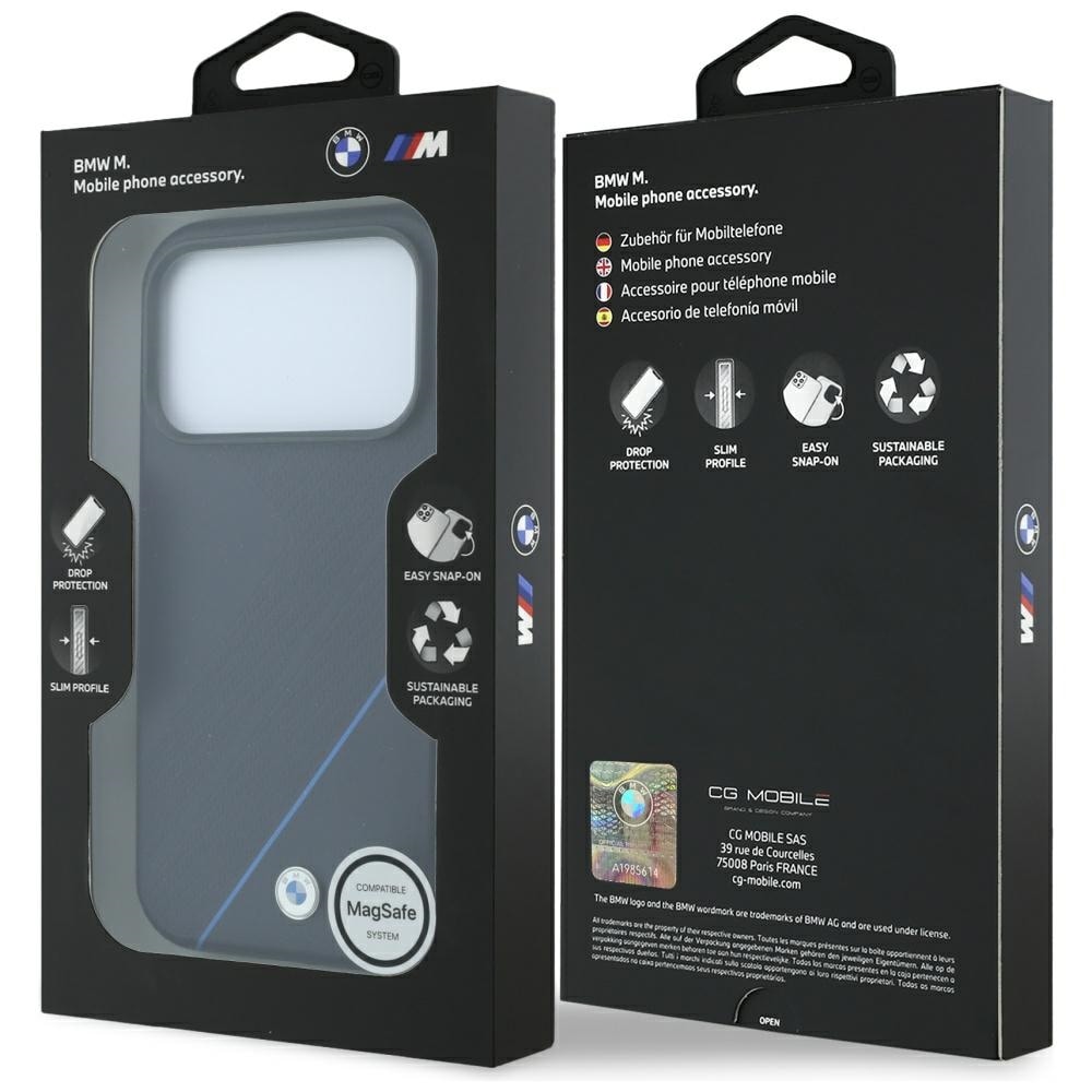 BMW M Tire Track Blue Line MagSafe-etui til iPhone 17 Pro Max / 18 Pro Max – marineblå