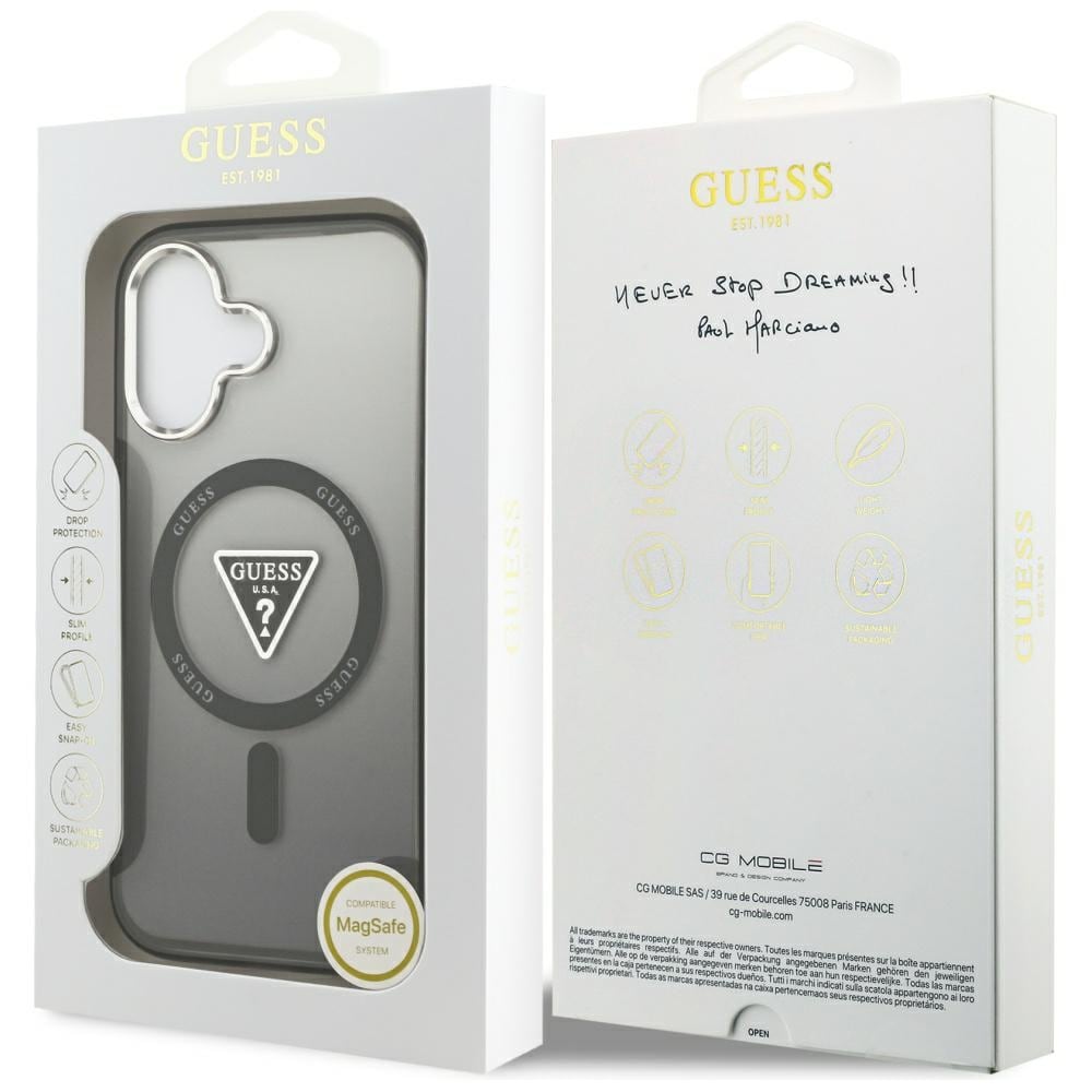 Guess IML-etui med gradient-trekantlogo og MagSafe til iPhone 17 – sort
