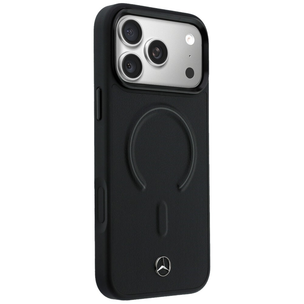 Mercedes 3D MagSafe-etui i læder til iPhone 17 Pro Max – sort