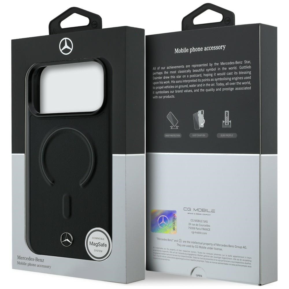 Mercedes 3D MagSafe-etui i læder til iPhone 17 Pro Max – sort
