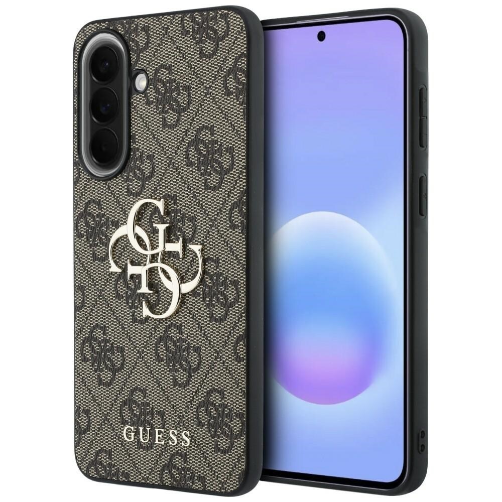 Guess Leather 4G-fodral med metalllogo för Samsung Galaxy A57 5G – Brunt
