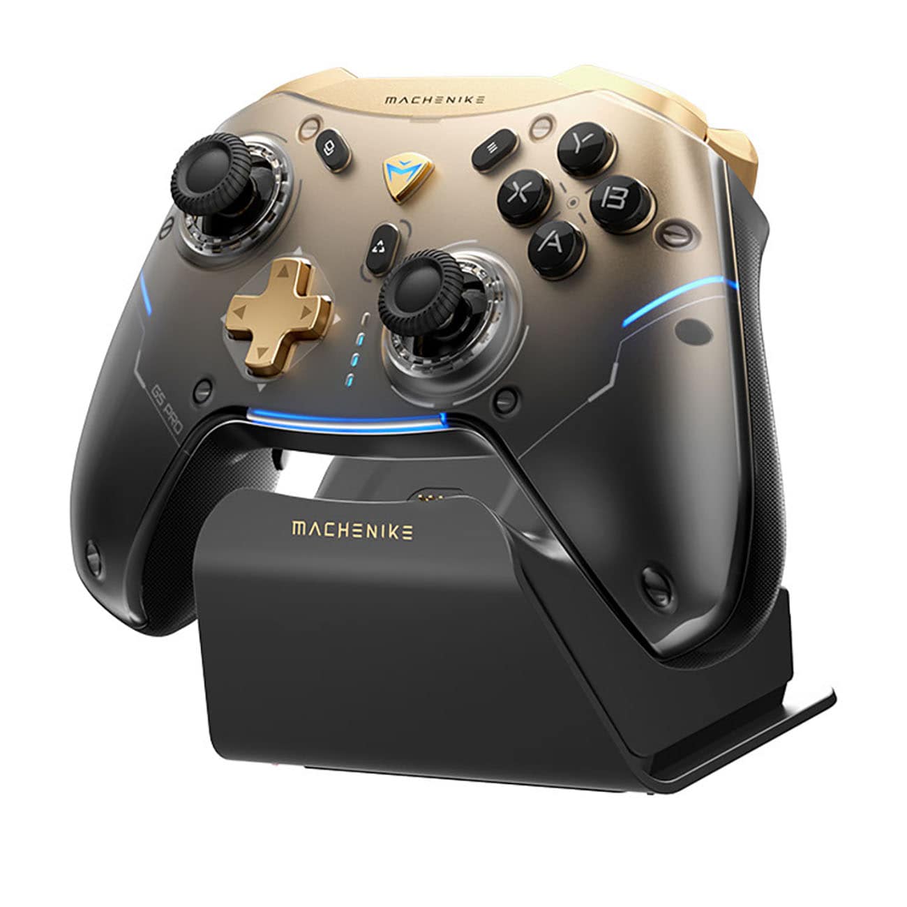 Machenike G5Pro – trådlös spelkontroll i flaggskeppsklass med gyro/laddningsstation – svart/guld