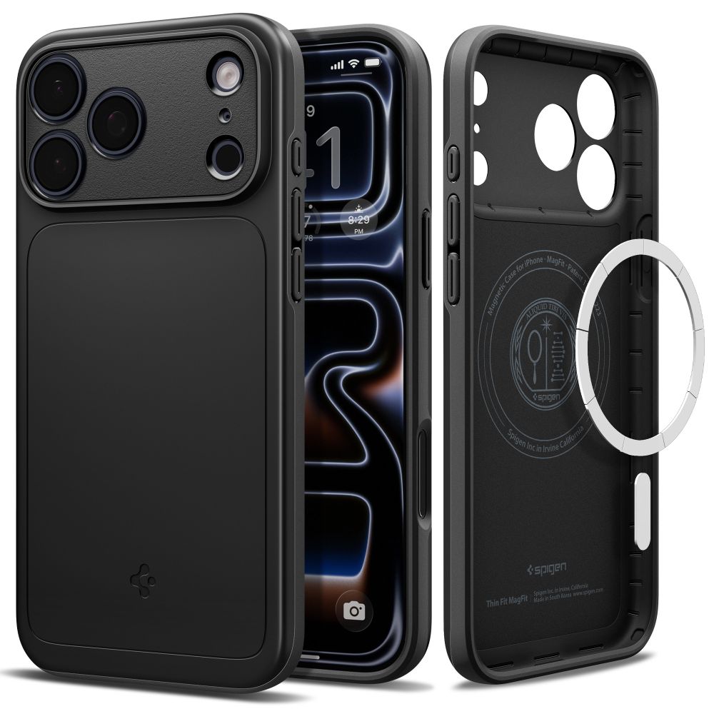Spigen Thin Fit MagSafe-fodral för iPhone 18 Pro / 17 Pro – Svart