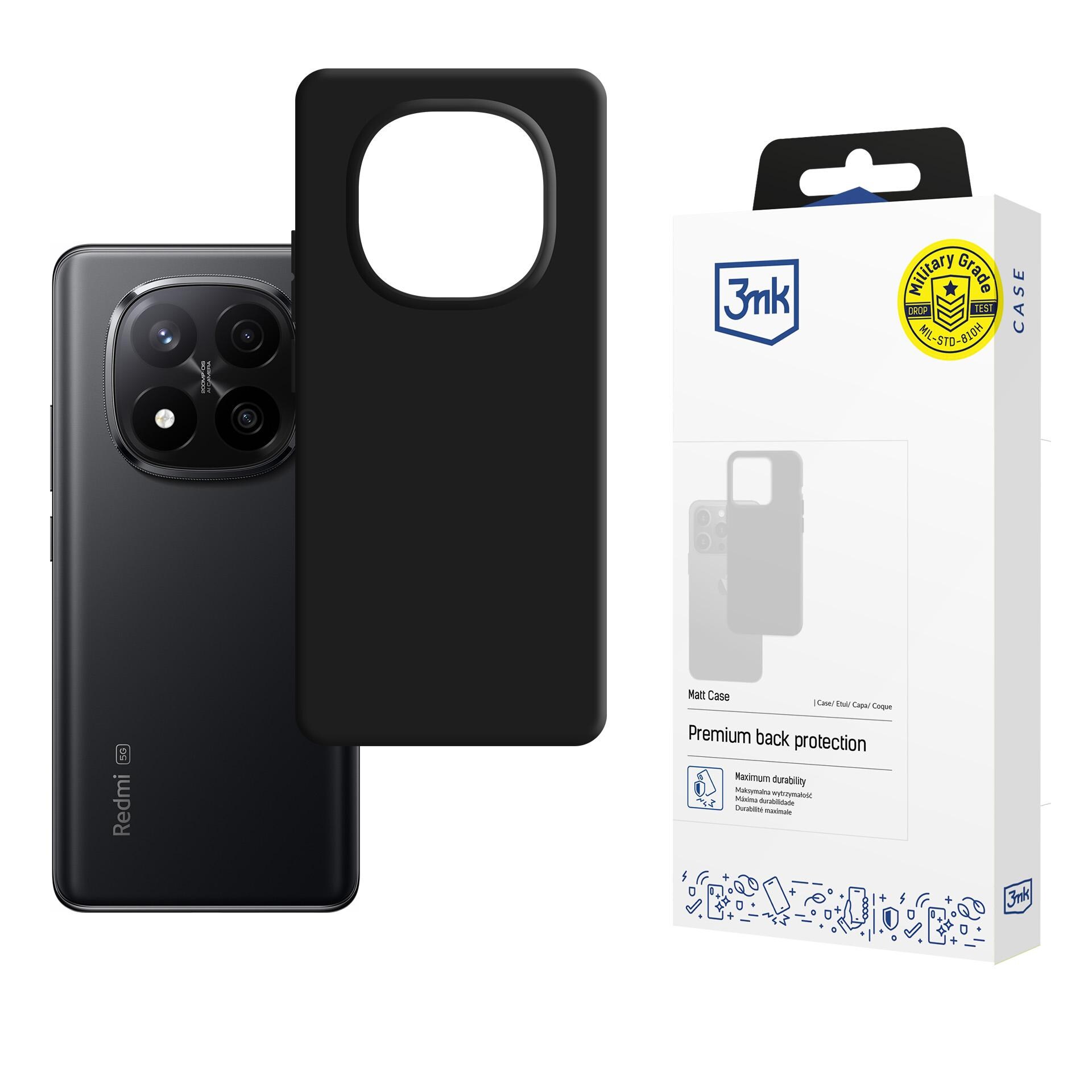 3mk Matt Case Pro-skal till Xiaomi Redmi Note 14 Pro+ – matt svart