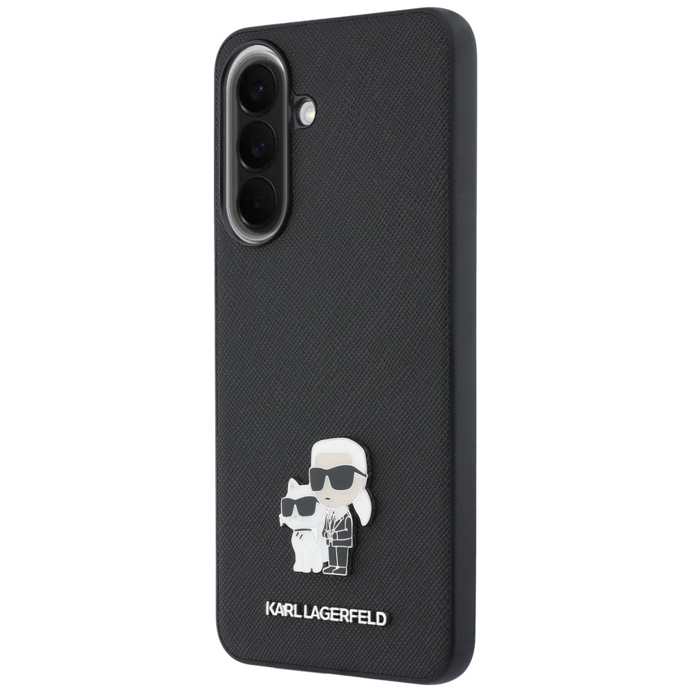 Karl Lagerfeld Saffiano-etui med K&C-logo i metal til Samsung Galaxy A57 5G – Sort
