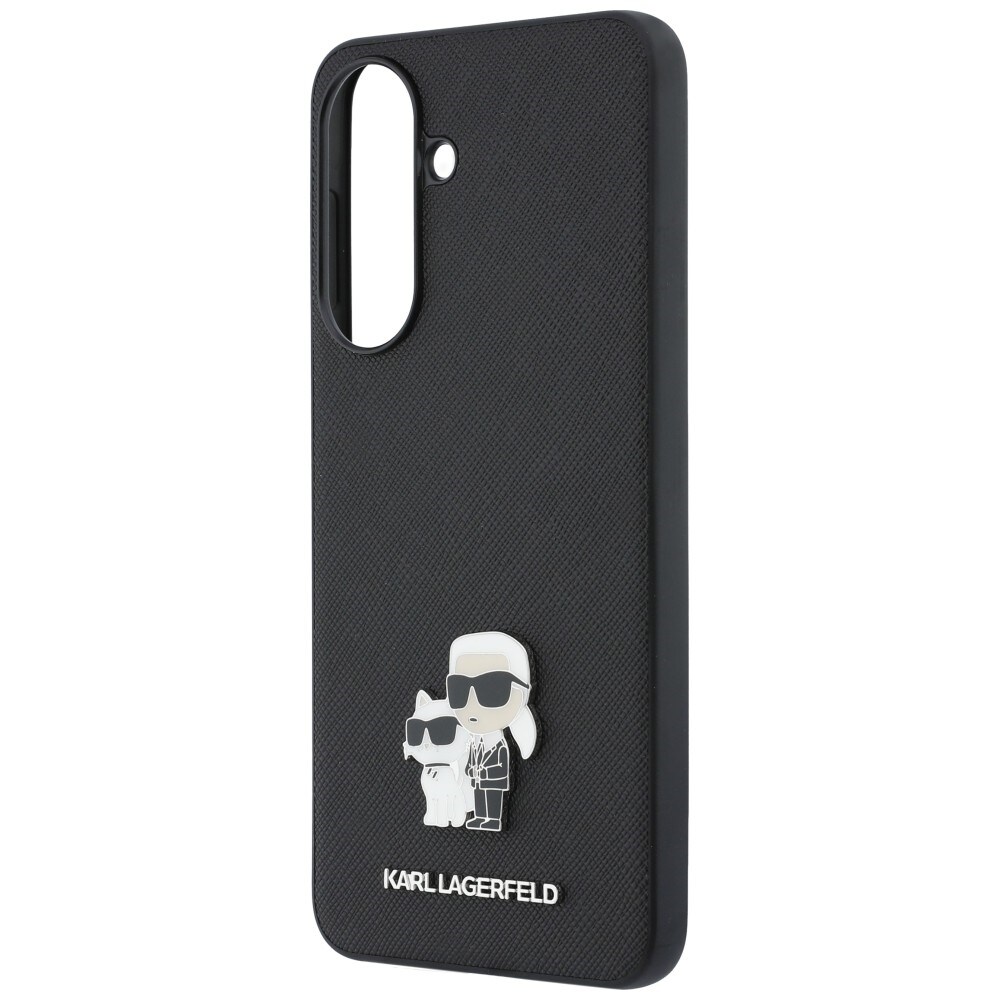 Karl Lagerfeld Saffiano-etui med K&C-logo i metal til Samsung Galaxy A57 5G – Sort