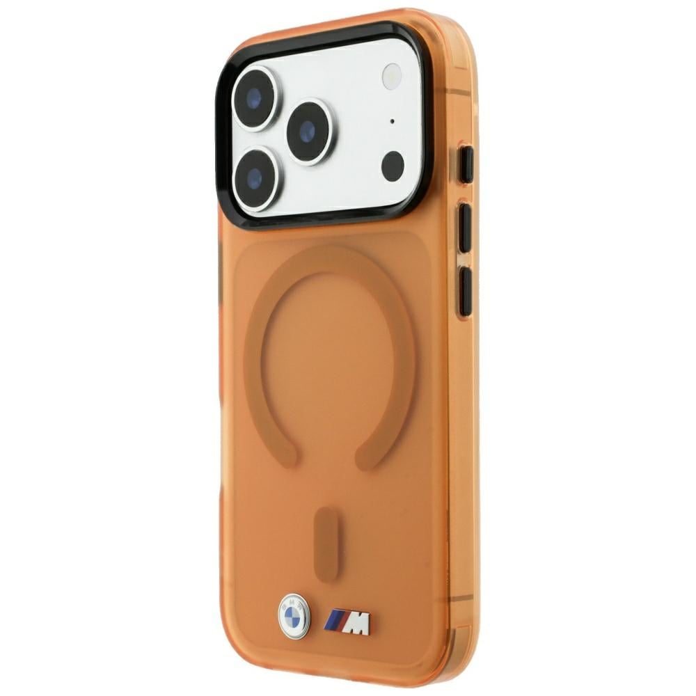 BMW M IML-etui m. frostet metal-logo/-detaljer & MagSafe til iPhone 17/18 Pro Max – Orange