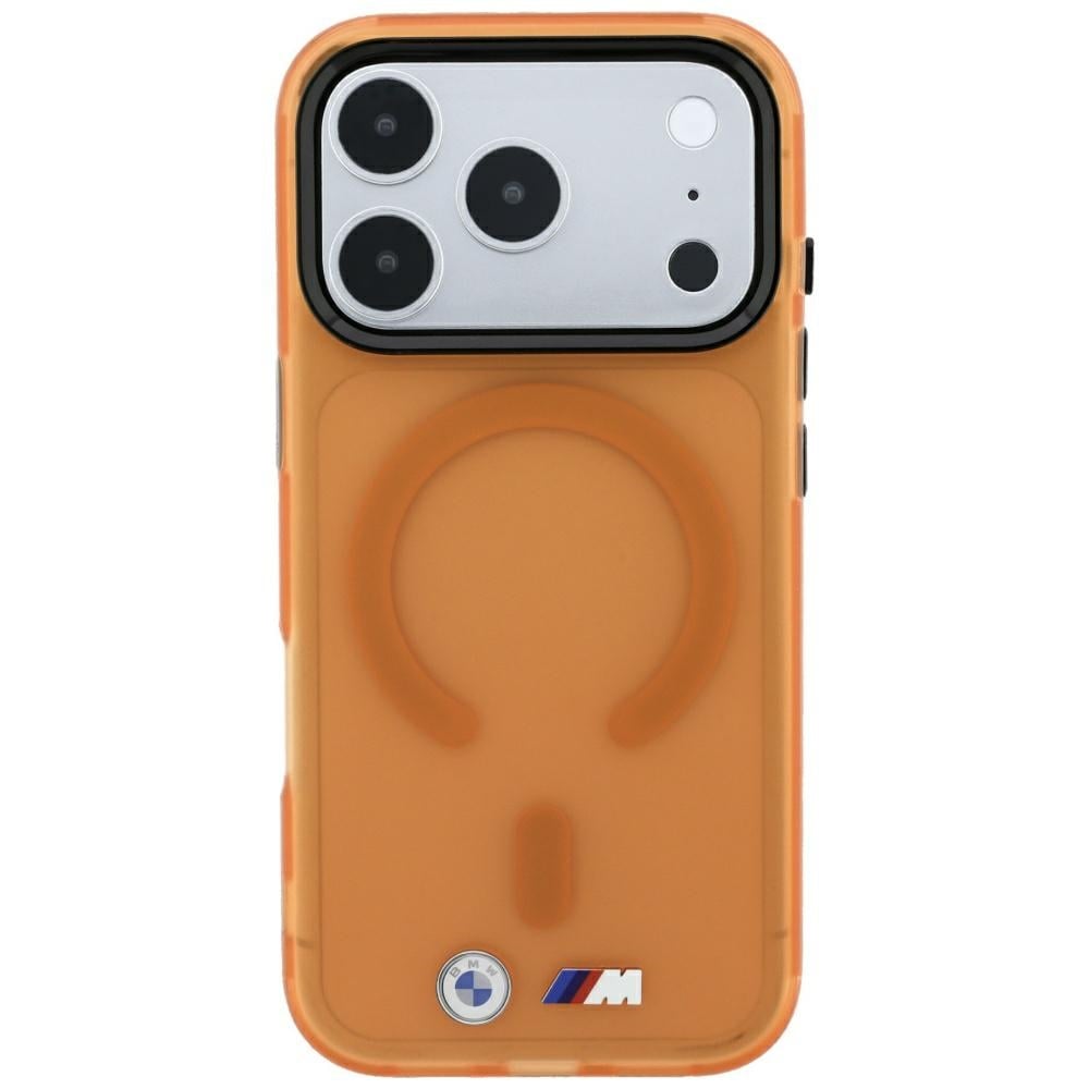 BMW M IML-etui m. frostet metal-logo/-detaljer & MagSafe til iPhone 17/18 Pro Max – Orange