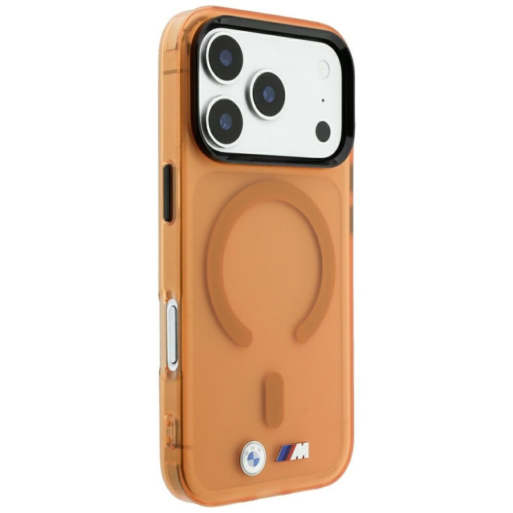 BMW M IML-etui m. frostet metal-logo/-detaljer & MagSafe til iPhone 17/18 Pro Max – Orange