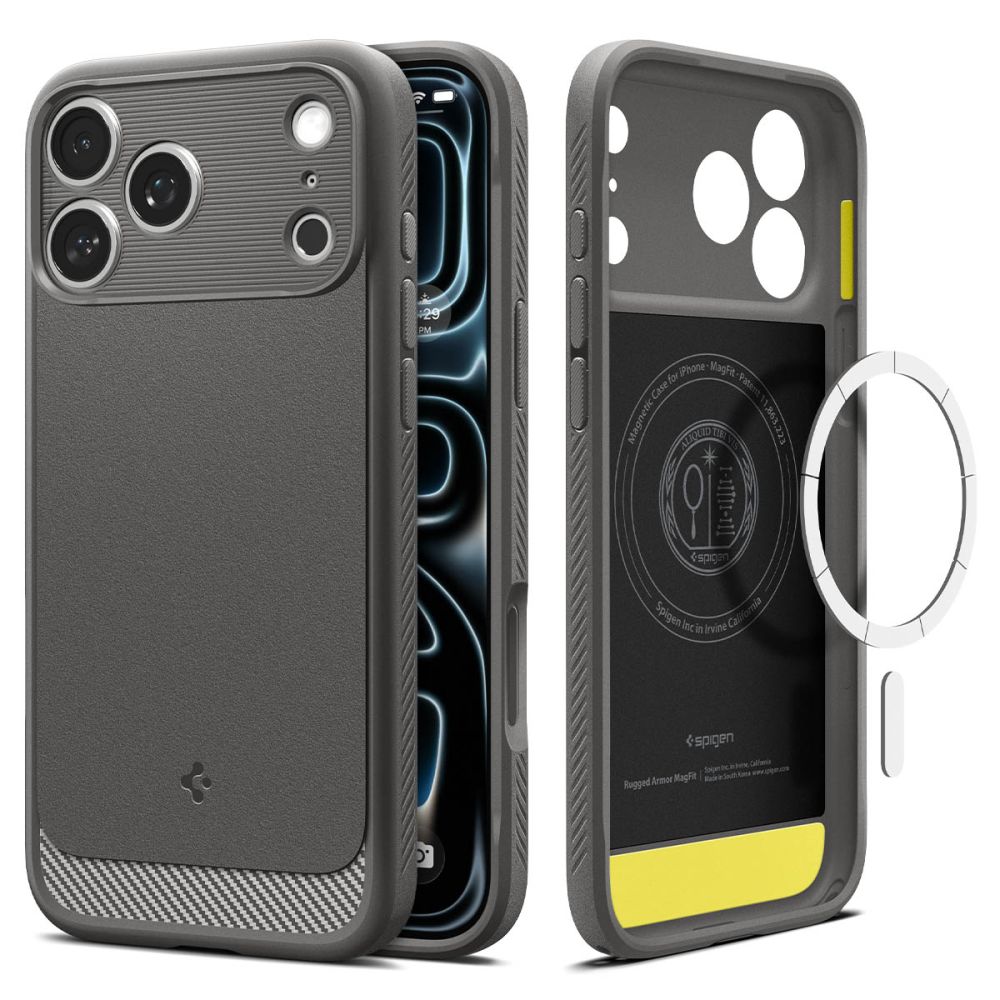 Spigen Rugged Armor MagSafe-fodral för iPhone 18 Pro / 17 Pro – grått