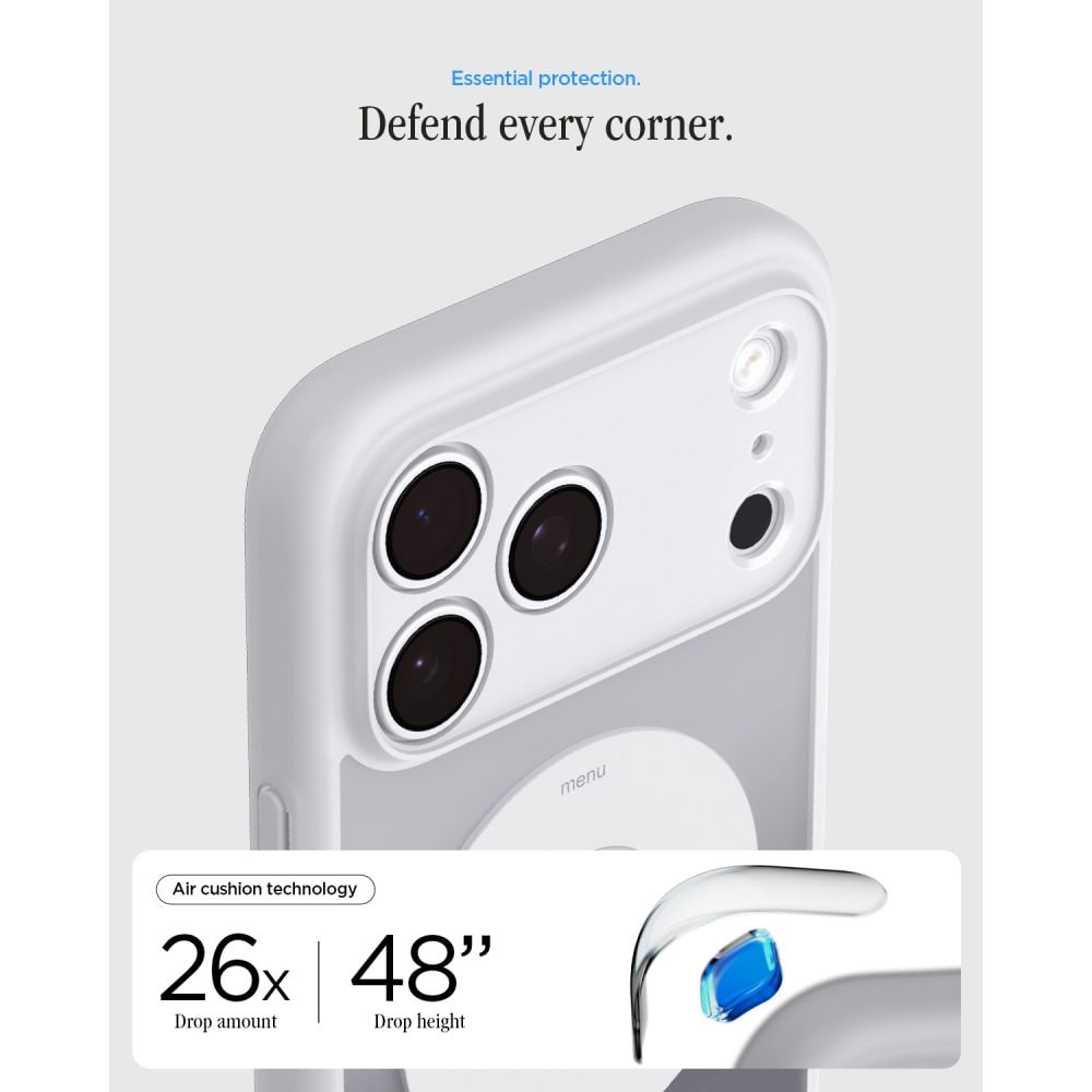 Spigen Ultra Hybrid MagSafe-etui til iPhone 18 Pro / 17 Pro – sølv