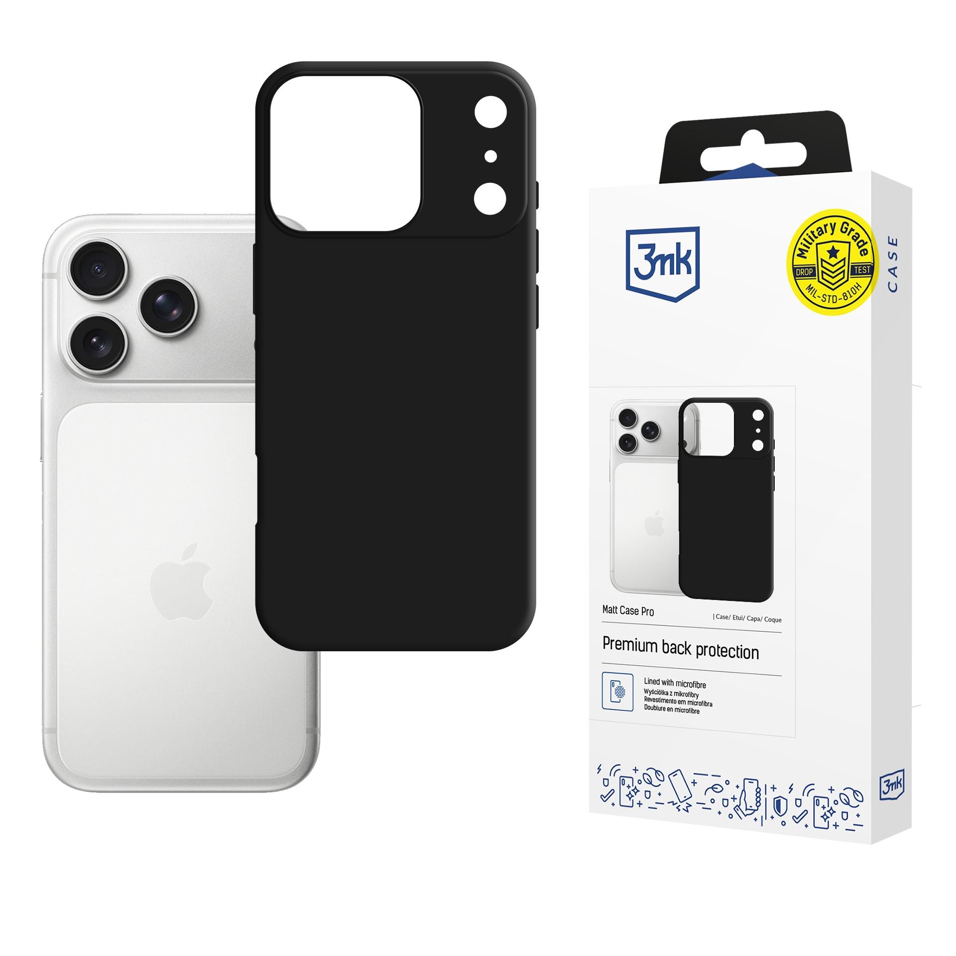 3mk Matt Case Pro för Apple iPhone 17 Pro Max – matt svart