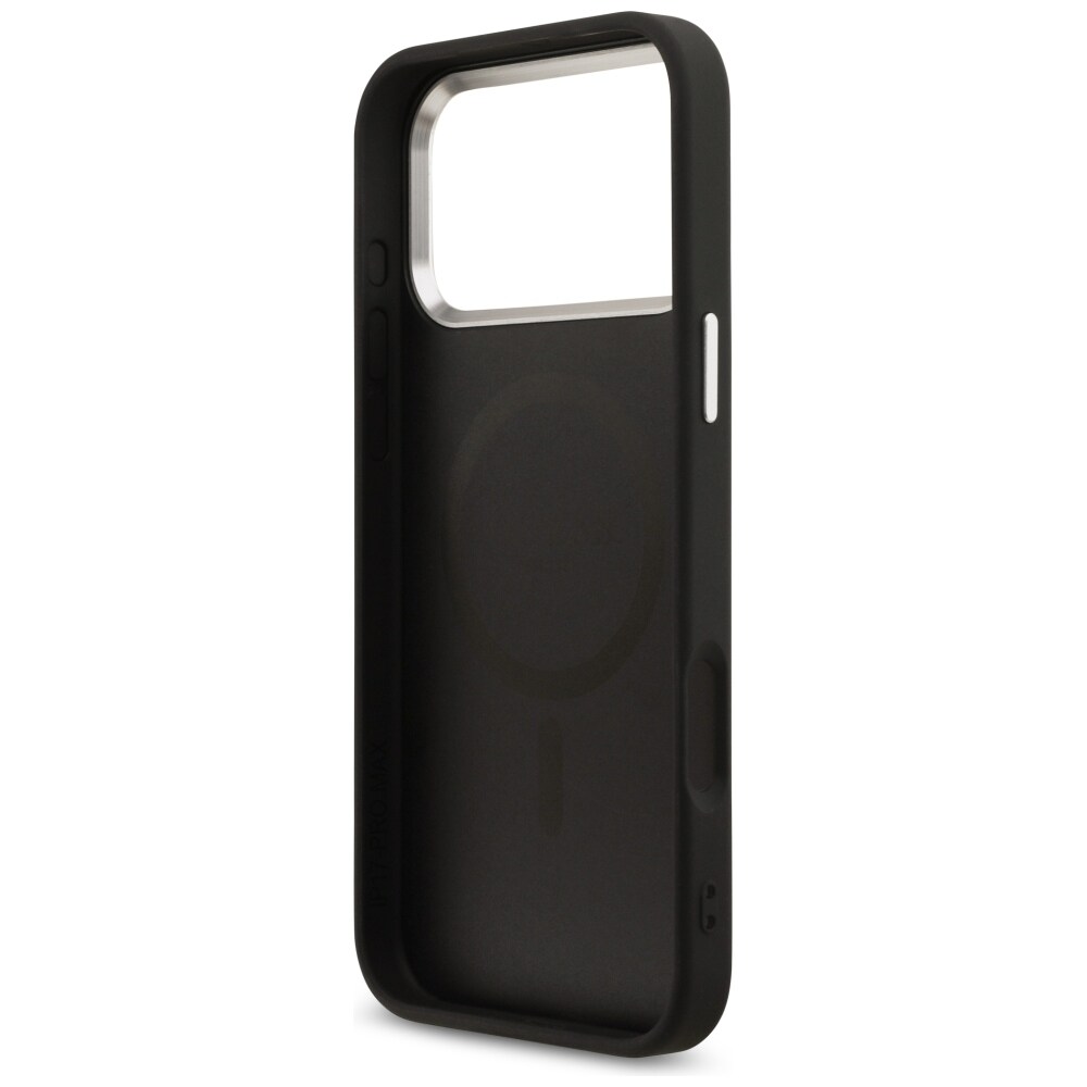 Guess 4G Triangle Logo MagSafe-etui til iPhone 17 Pro Max / 18 Pro Max – Sort og sølv