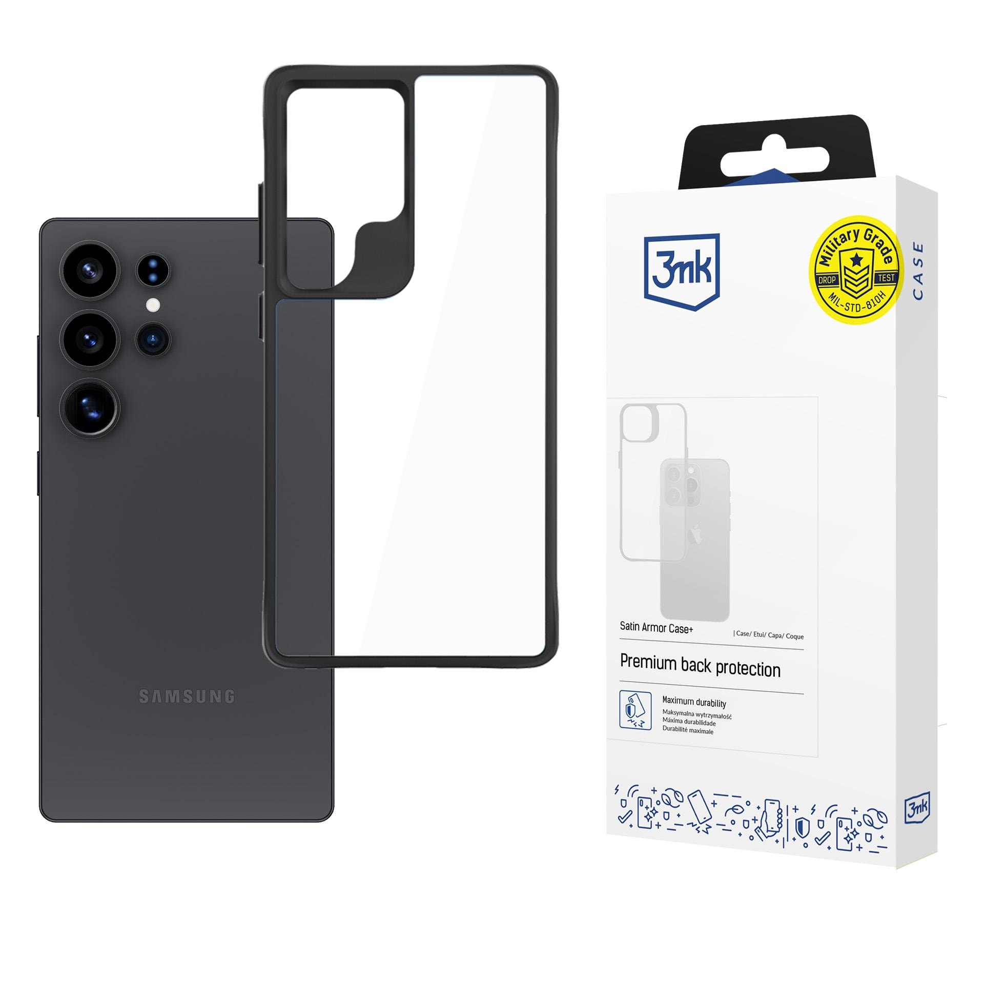 3mk Satin Armor Case+ till Samsung Galaxy S25 Ultra – transparent