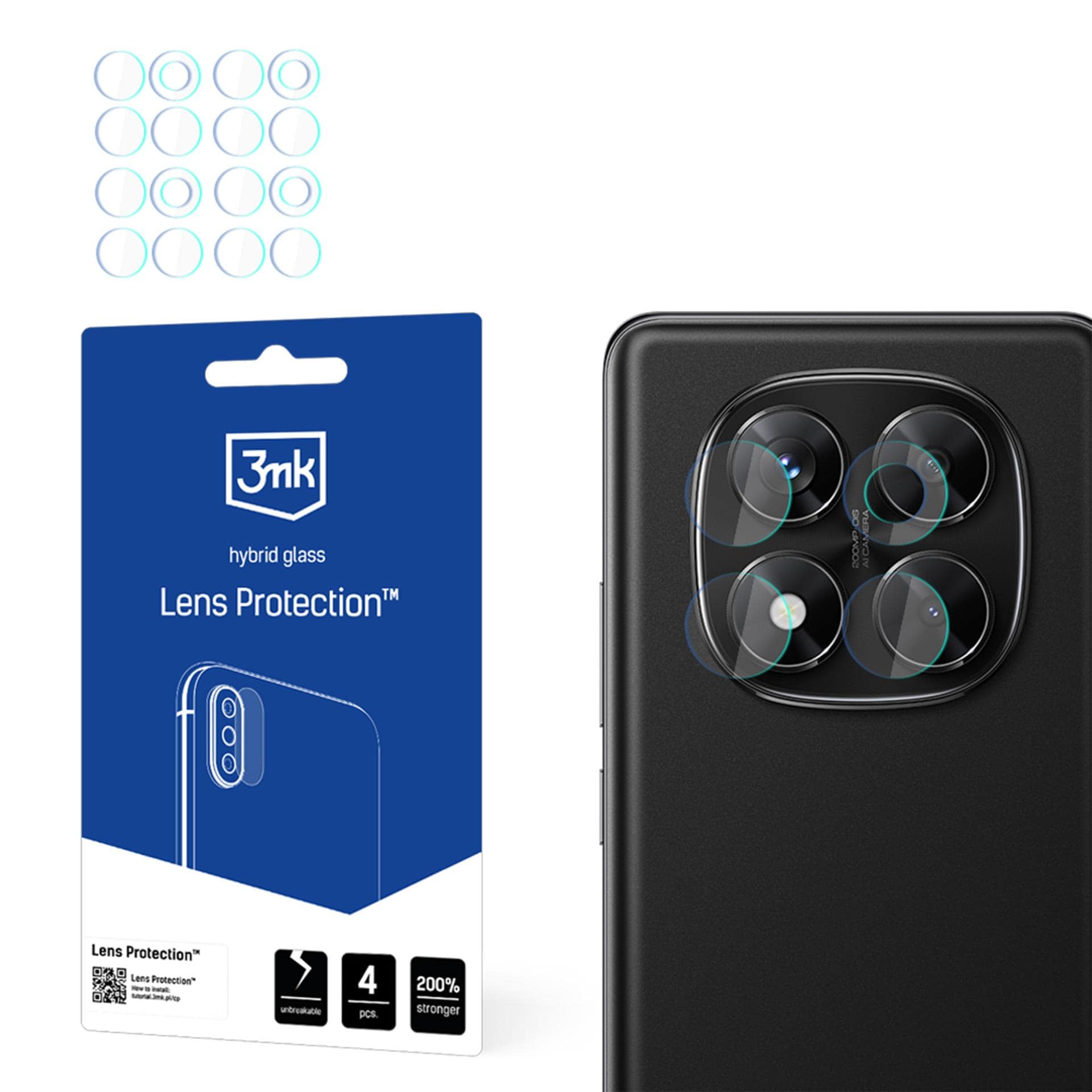 3mk linsskydd – hybridglas för kameralinsen till Xiaomi Redmi Note 14 Pro 4G