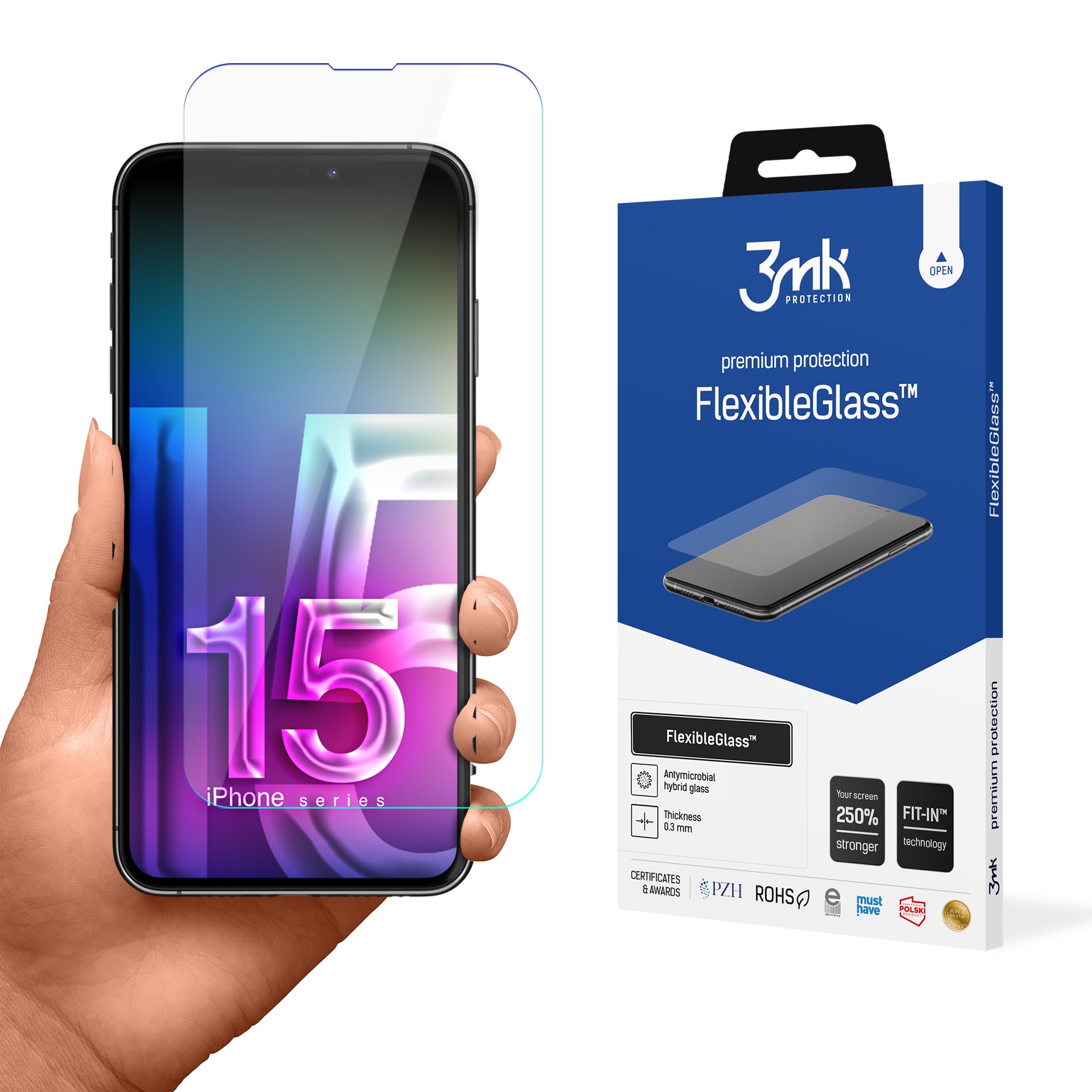 3mk FlexibleGlass v2.0 hybridglas för Apple iPhone 15 Pro Max