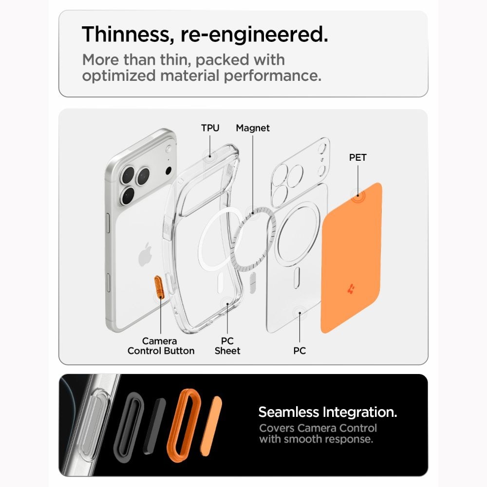 Spigen Ultra Hybrid MagSafe-etui til iPhone 18 Pro / 17 Pro – Orange