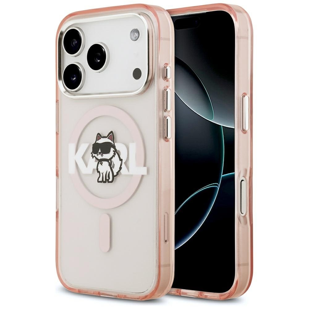 Karl Lagerfeld IML Choupette Sketch Logo MagSafe-fodral för iPhone 17 Pro – Rosa