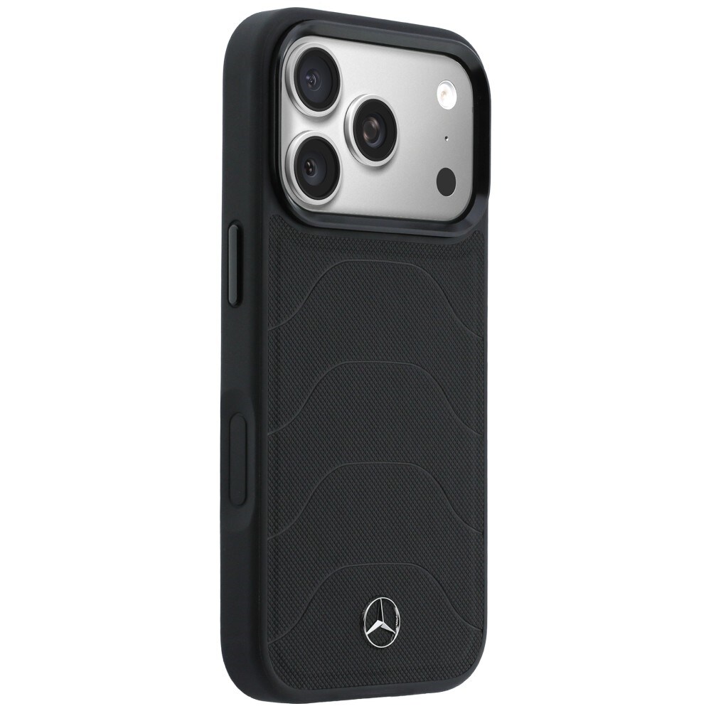 Mercedes læder-mesh-etui med sløjfe og MagSafe-funktion til iPhone 17 Pro Max – sort