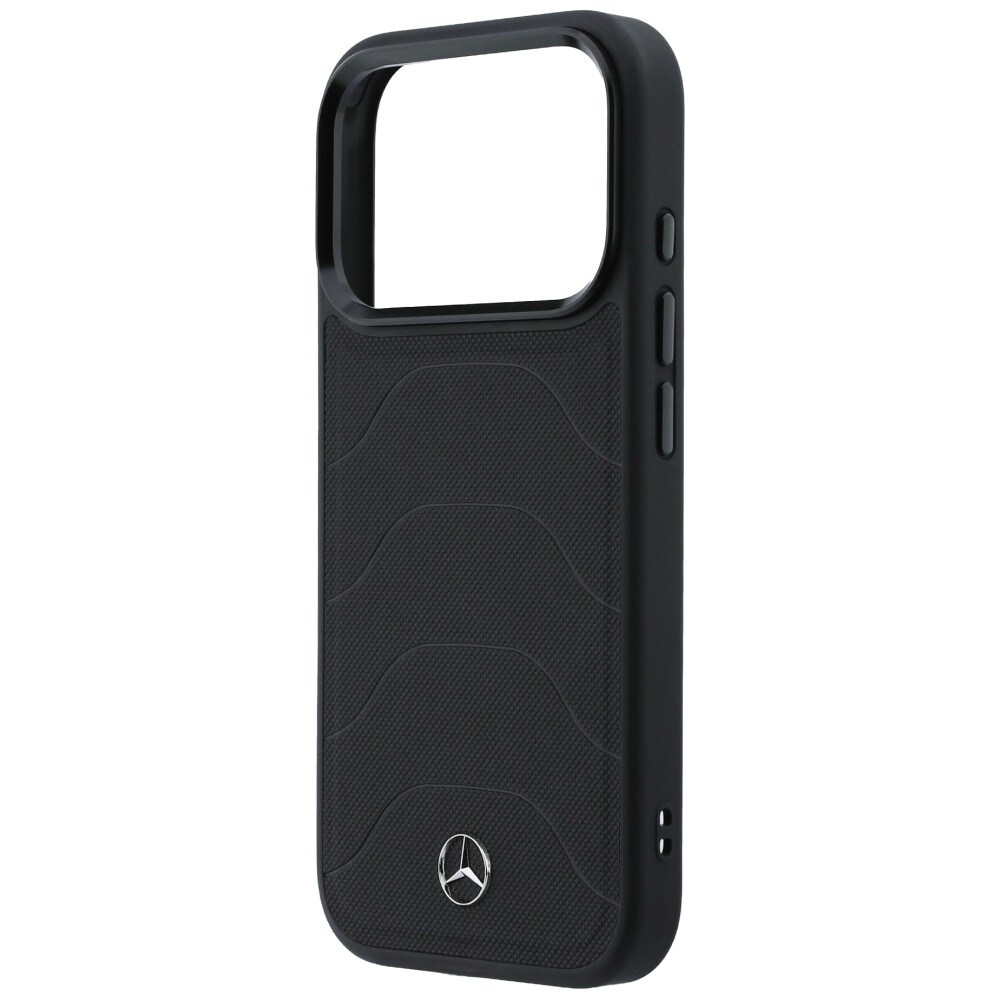 Mercedes læder-mesh-etui med sløjfe og MagSafe-funktion til iPhone 17 Pro Max – sort