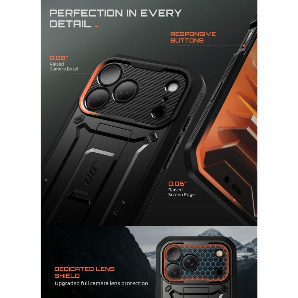 Supcase Unicorn Beetle Pro-etui til iPhone 18 Pro / 17 Pro – Sort
